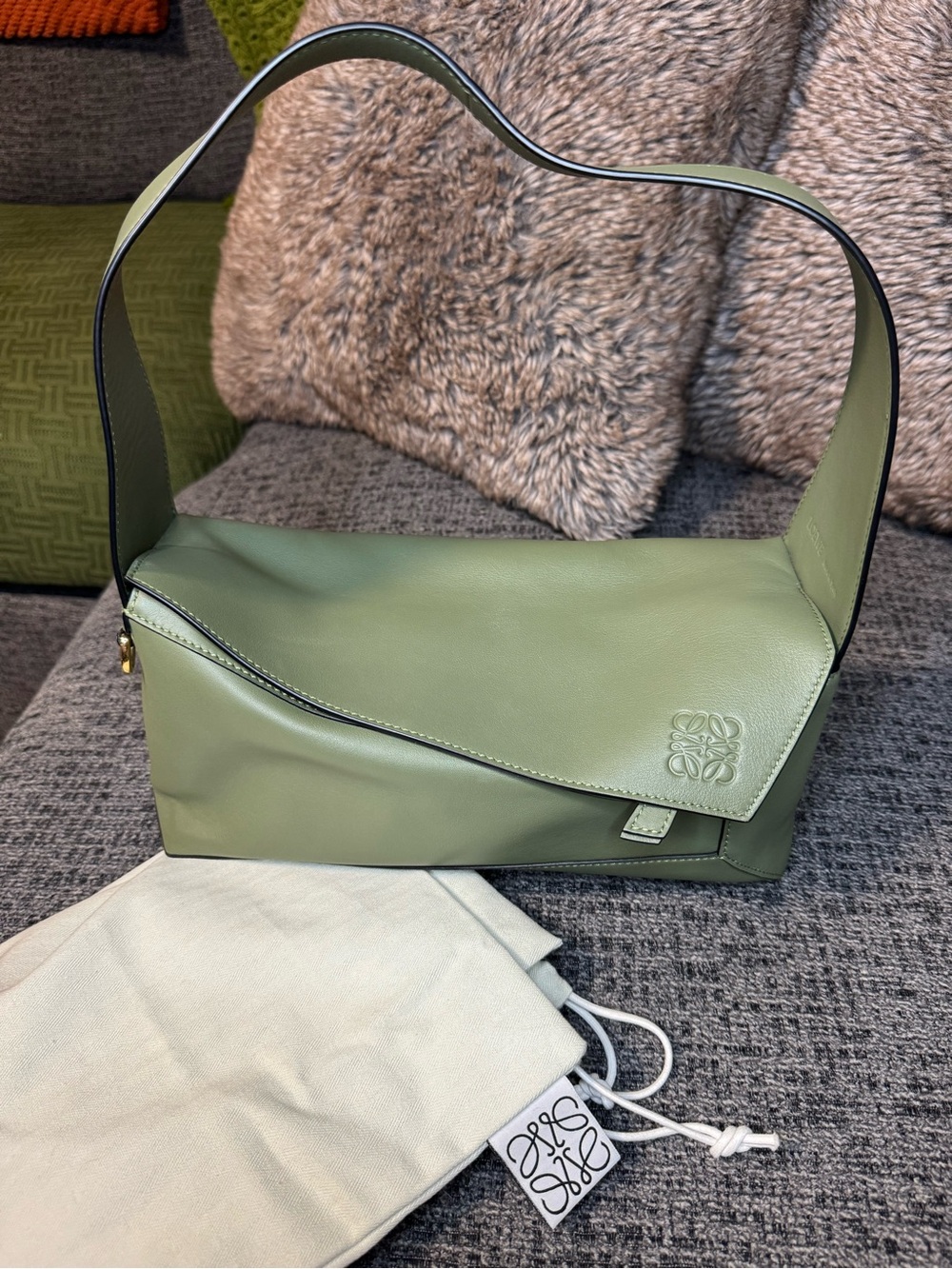 Loewe Hobo Puzzle Bag in Avocado Green